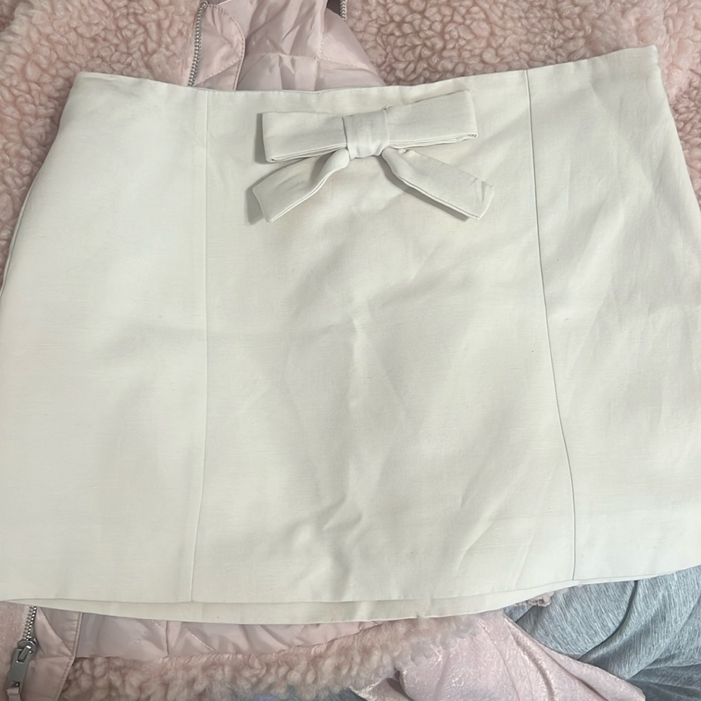 Zara white Bow Skirt